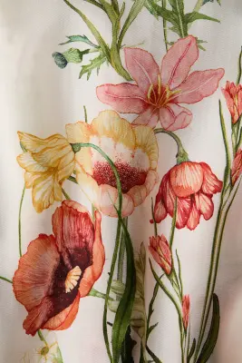Chemise imprimée en lyocell avec col cubain - Crème/fleuri — photo 4