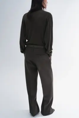 Pantalon chic en laine - Taupe foncé — photo 4