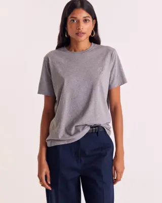 Tee-shirt Bree gris chiné brodé — photo 9