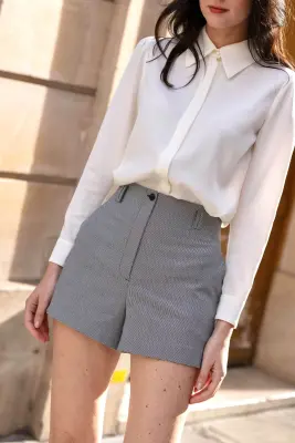 Lennon Shorts - Grey houndstooth — photo 6