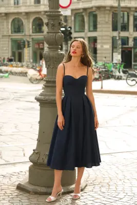Isla Corset Dress - Navy — photo 1