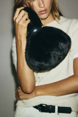 Sac à main avec détail en métal - Marron foncé — photo 1