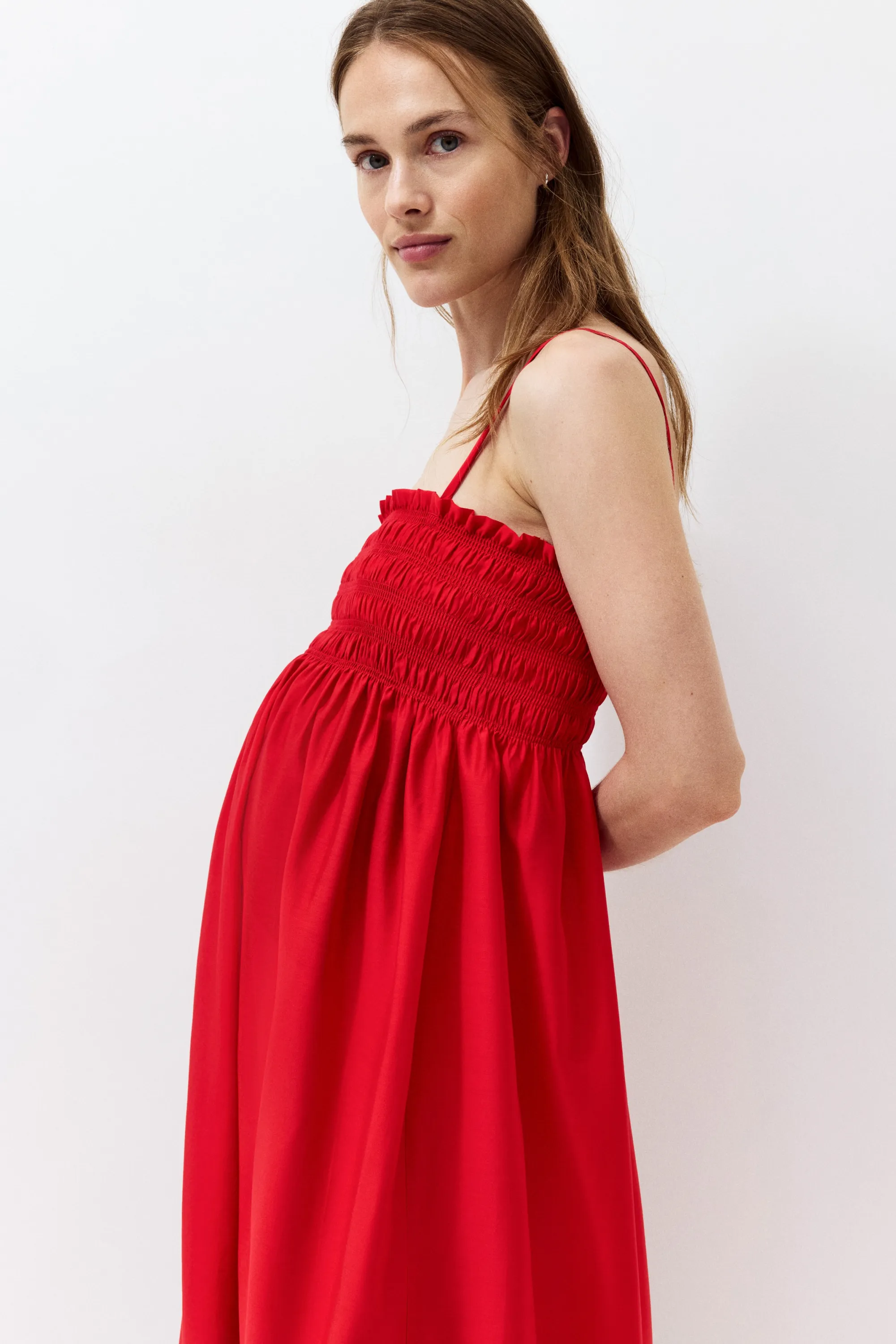 MAMA Robe bandeau smockée - Rouge