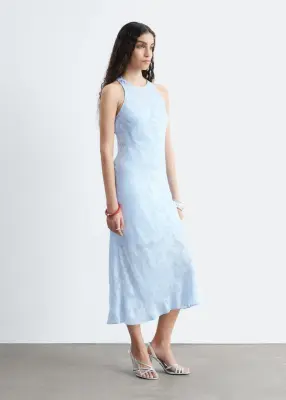 Robe midi en soie et viscose - Bleu clair — photo 4