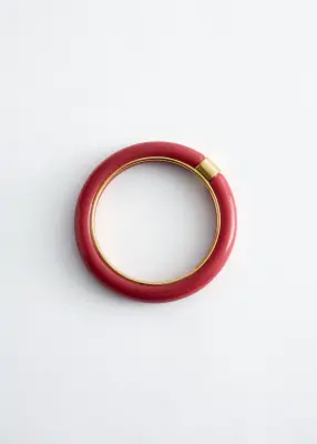 Bracelet jonc en résine et en métal contrasté - Rouge/Doré — photo 3