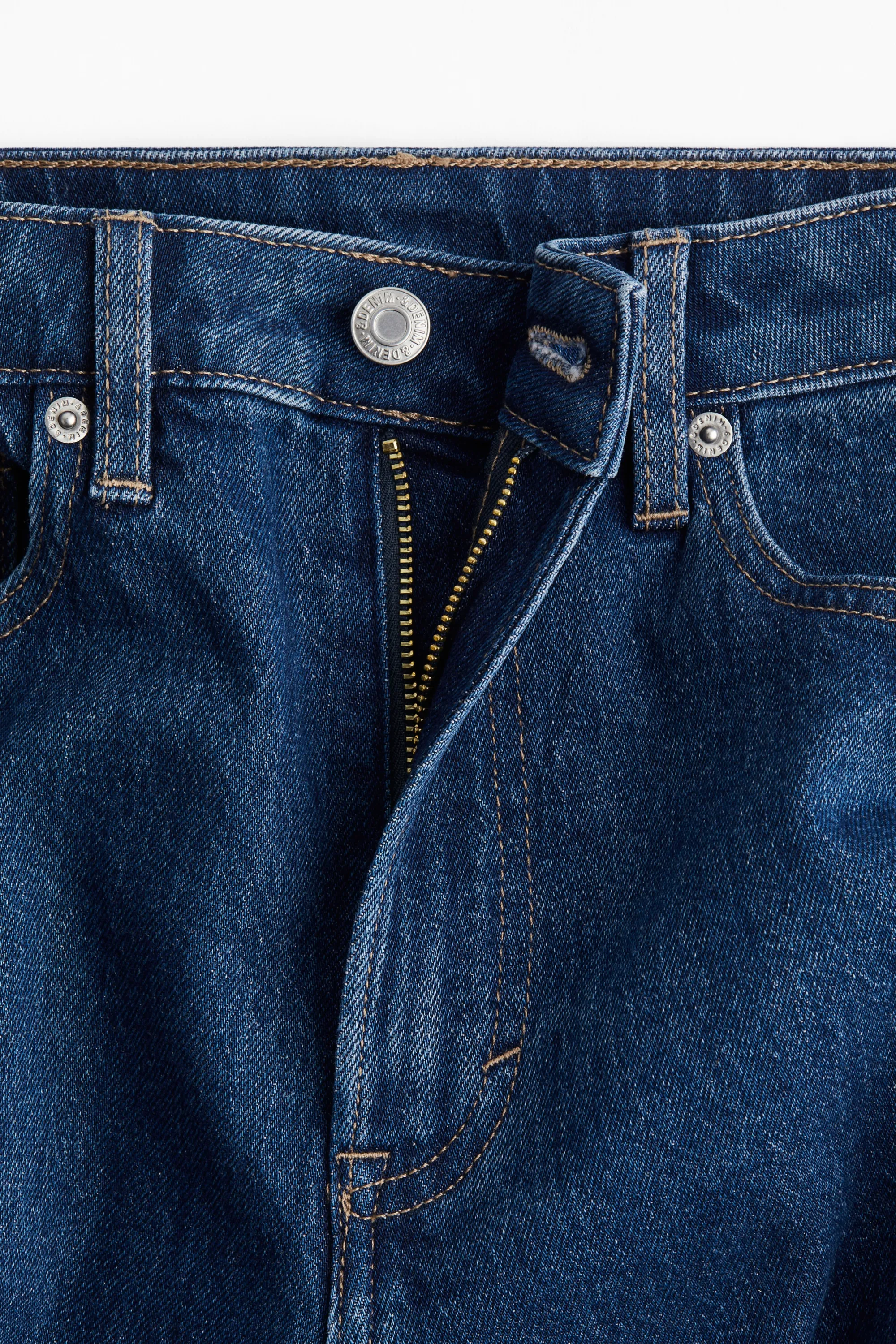 Slim Straight High Ankle Jeans - Bleu denim