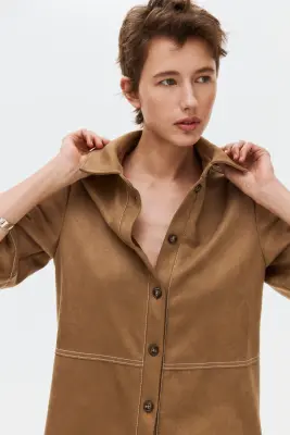Chemise à manches courtes - Beige foncé — photo 2