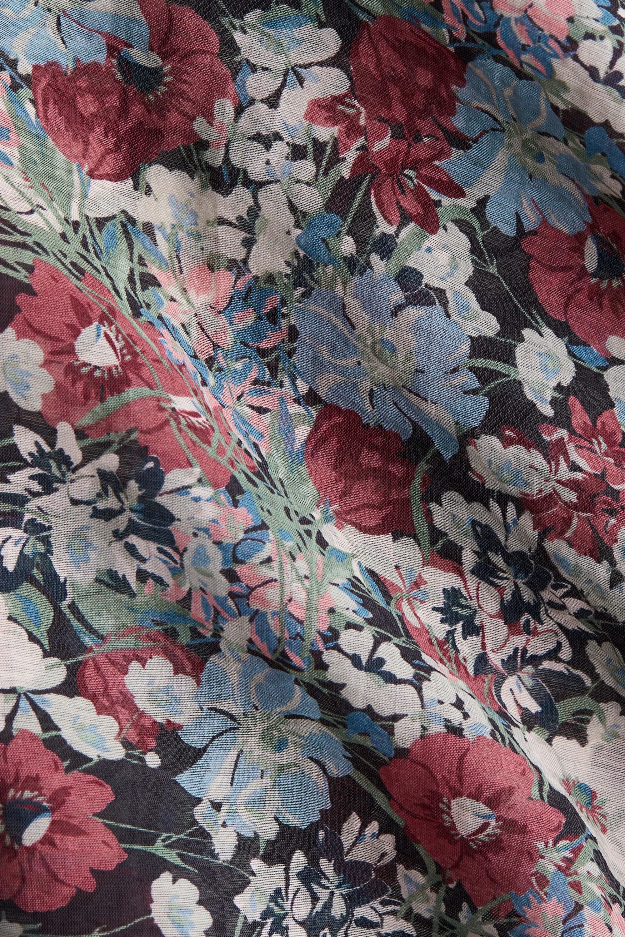 Blouse à col volanté - Noir/fleuri