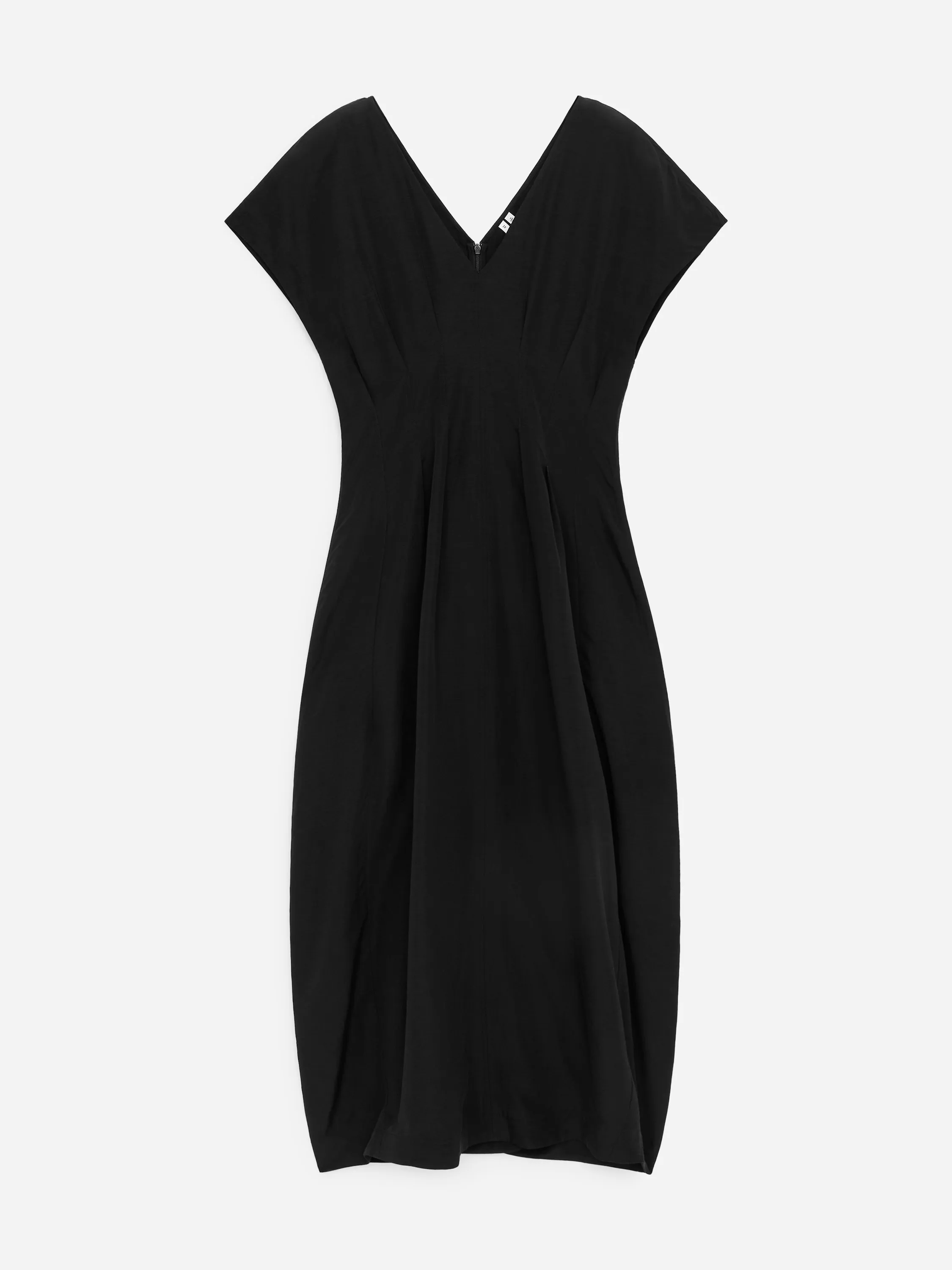 Robe à taille plissée et col en V - Noir