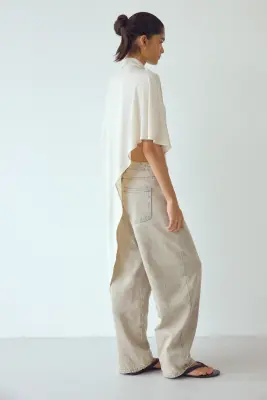 Top cape asymétrique - Beige clair — photo 3