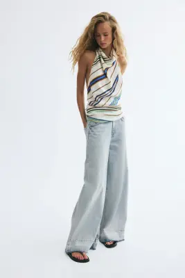 Top dos nu en viscose - Ivoire/motif — photo 1