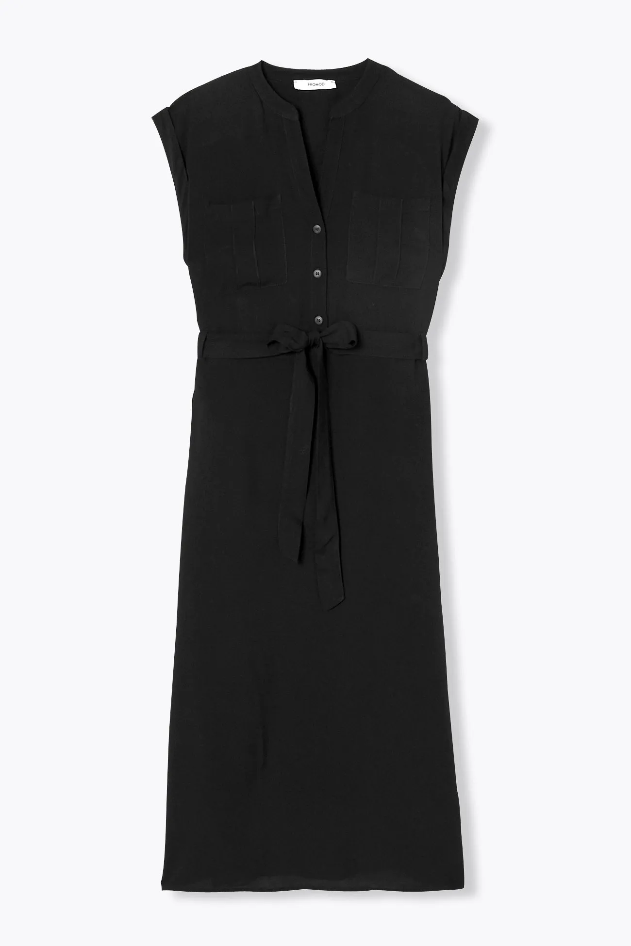 Robe midi unie ceinturée