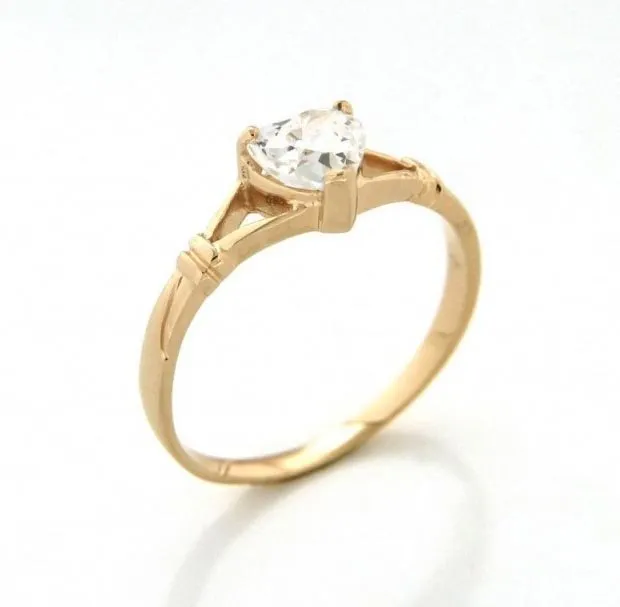 Bague plaque or solitaire coeur t56 5246por-56