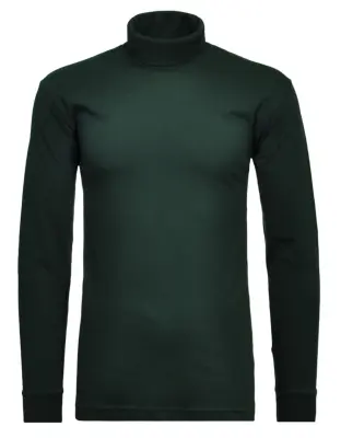 RAGMAN COL ROULE GRANDE LONGUEUR COTON Vert sapin — photo 2