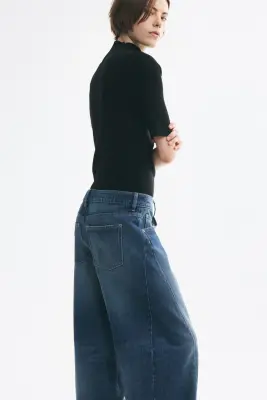 Barrel Regular Waist Jeans - Bleu denim foncé — photo 4