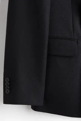 Veste croisée Regular Fit en laine mélangée - Noir — photo 1
