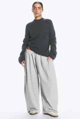 Pull ample en laine mélangée - Gris foncé — photo 1