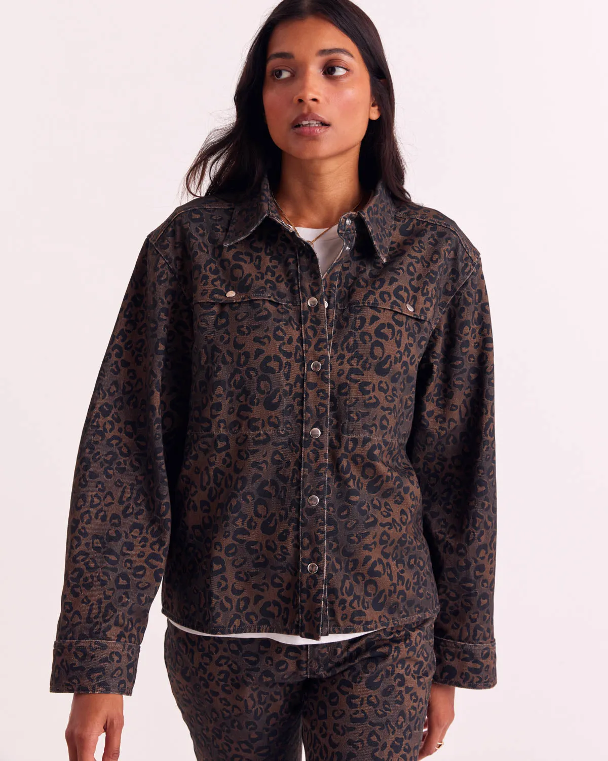 Chemise Perrine léopard fauve chocolat