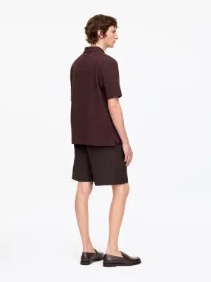 Polo en lin et coton - Marron — photo 1