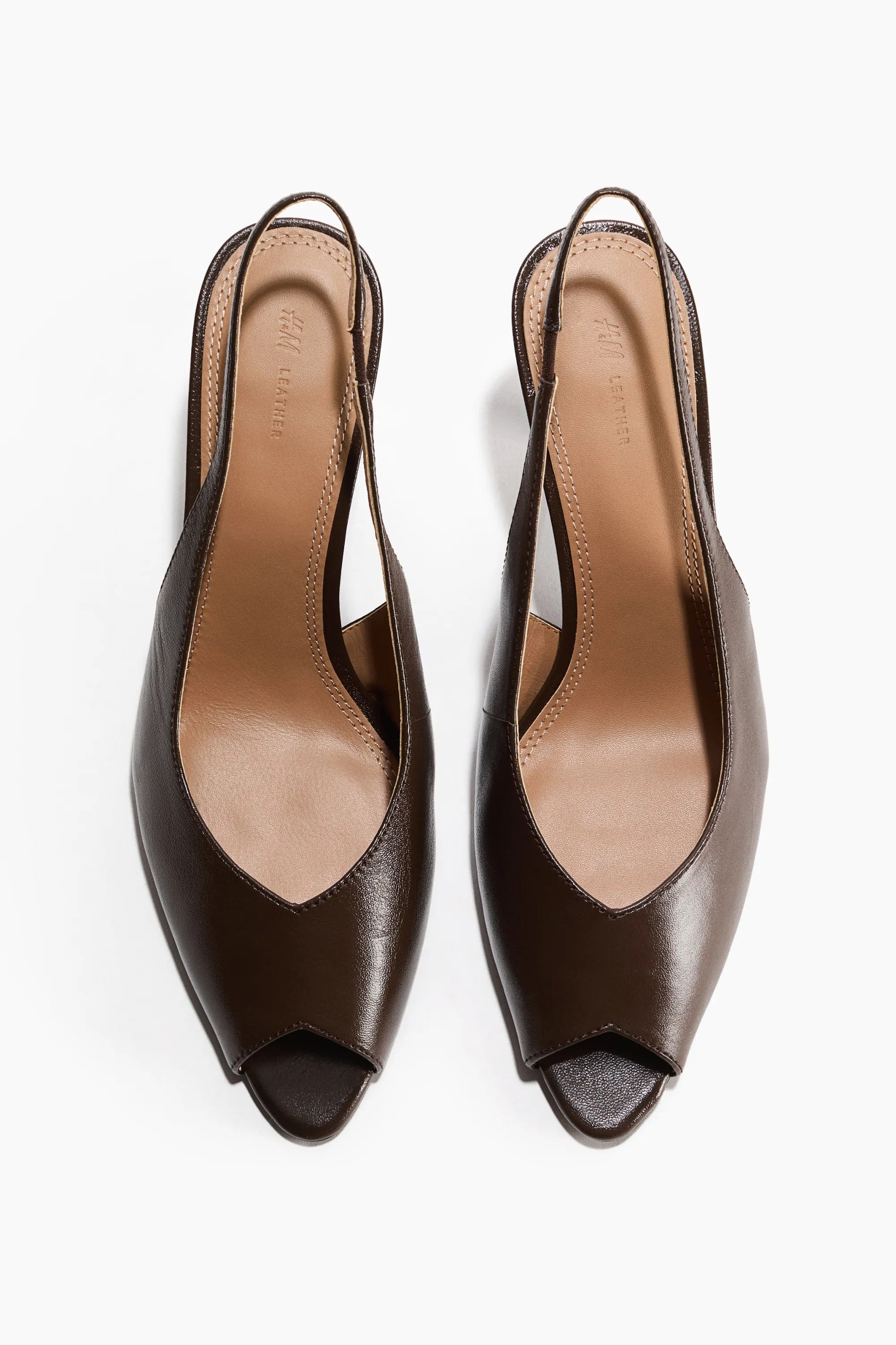 Escarpins à bride arrière en cuir - Marron foncé