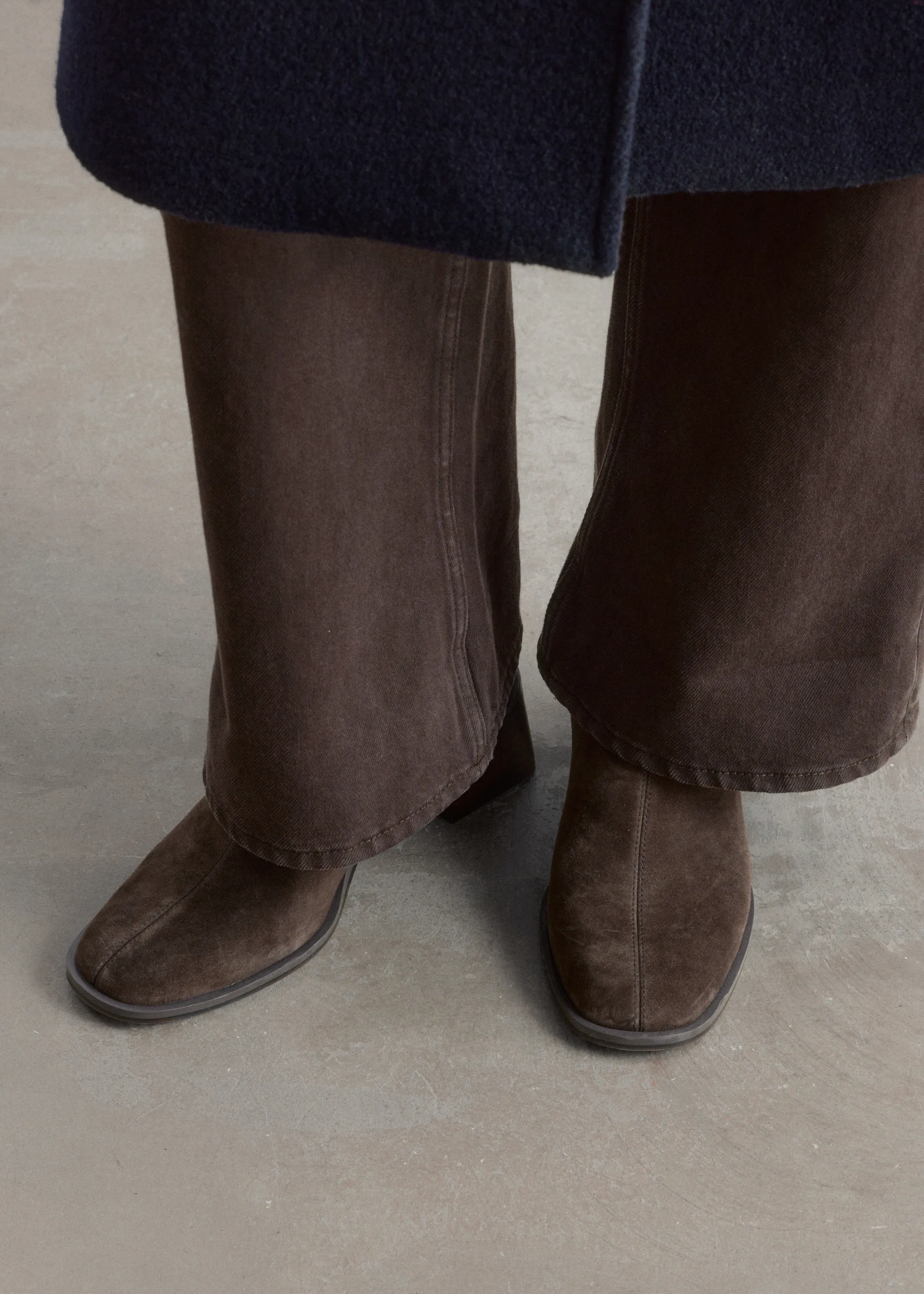 Bottines-chaussettes en cuir - Marron foncé