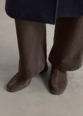 Bottines-chaussettes en cuir - Marron foncé — photo 1