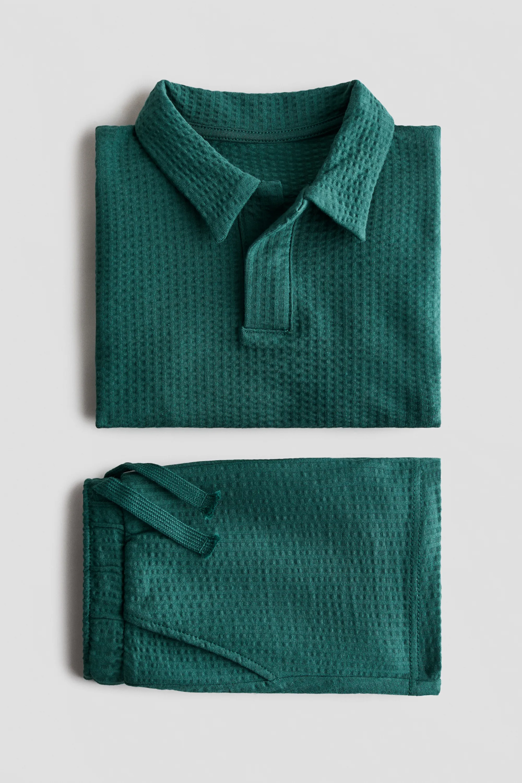 Ensemble 2 pièces en coton gaufré - Vert foncé