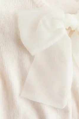 Gilet en maille avec nœud - Crème — photo 4
