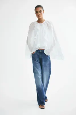 Blouse cape volantée - Blanc — photo 2