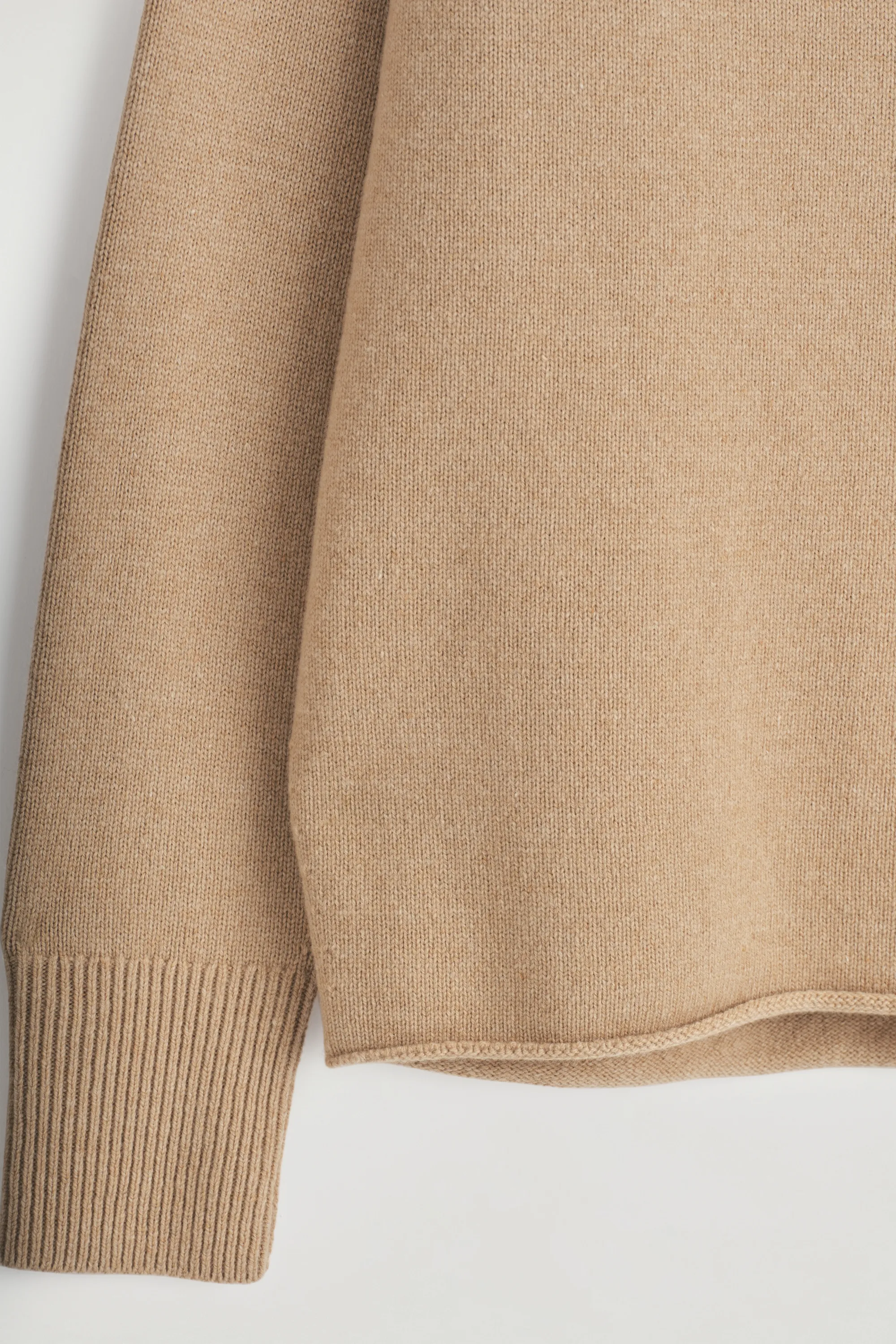 PULL POLO EN LAINE MÉRINOS - BEIGE CHINÉ
