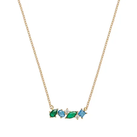 Collier Plaqué or - Oxyde de Zirconium vert bleu blanc Go Mademoiselle 604109