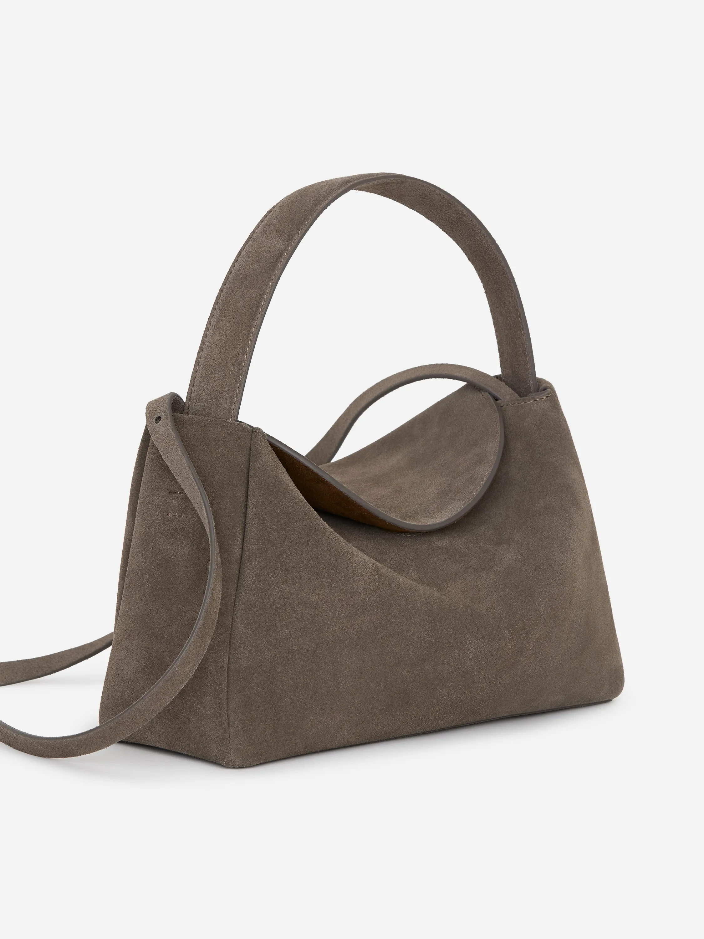 Sac à bandoulière en cuir suédé - Taupe foncé