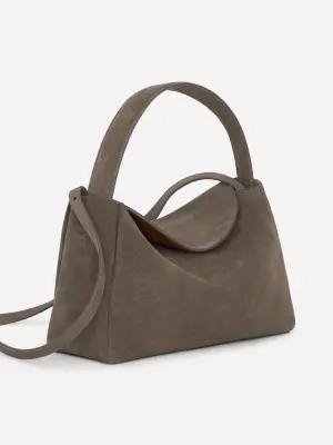 Sac à bandoulière en cuir suédé - Taupe foncé — photo 1