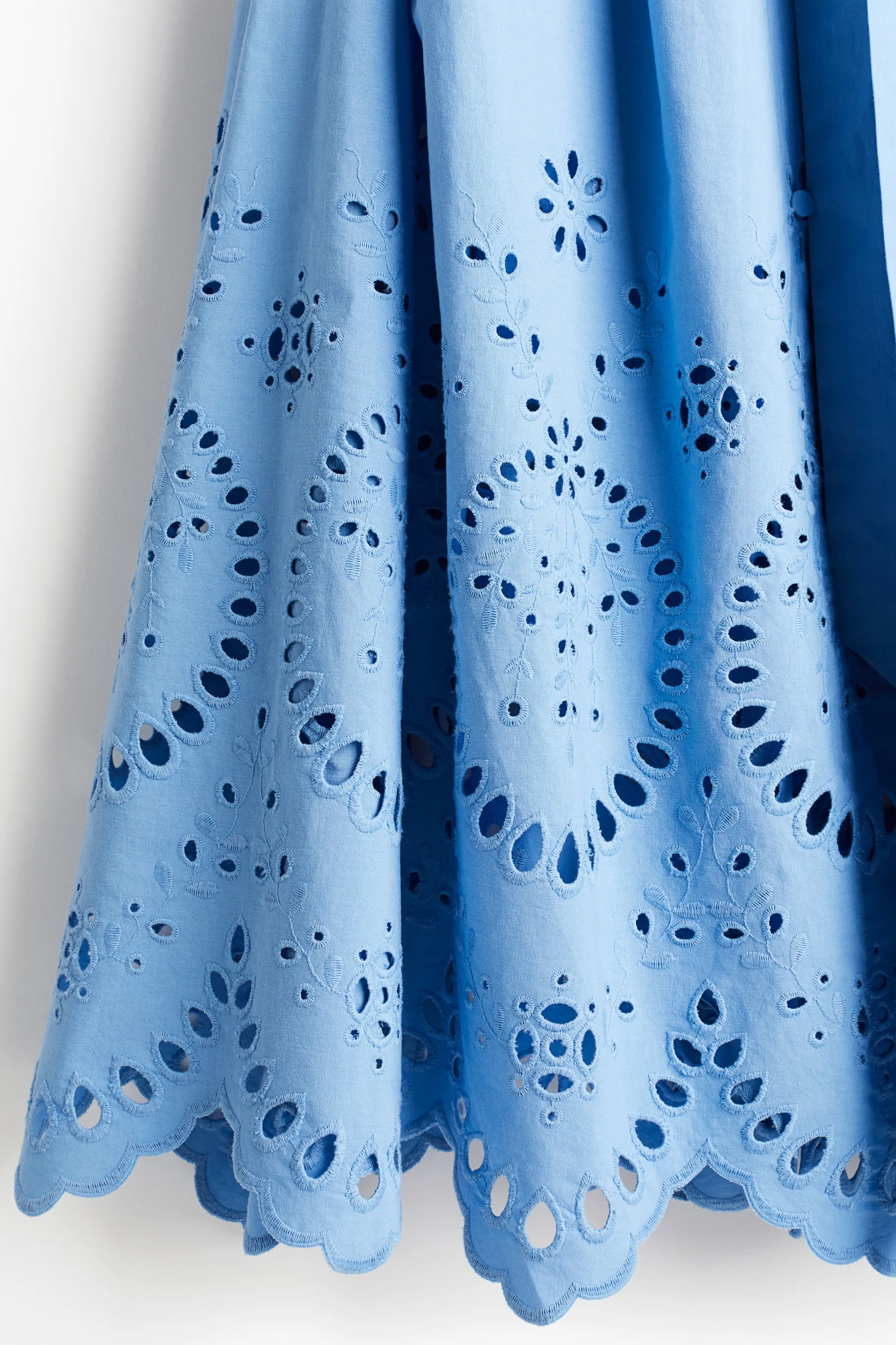 Robe chemise avec broderie anglaise - Bleu