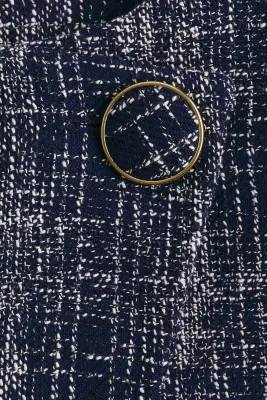 Blazer sans col - Bleu foncé/carreaux — photo 4