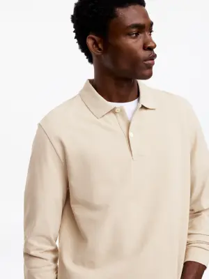 Polo en piqué de coton - Blanc cassé — photo 3