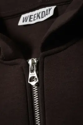 Sweat à capuche zippé en scuba Simon - Marron foncé — photo 4