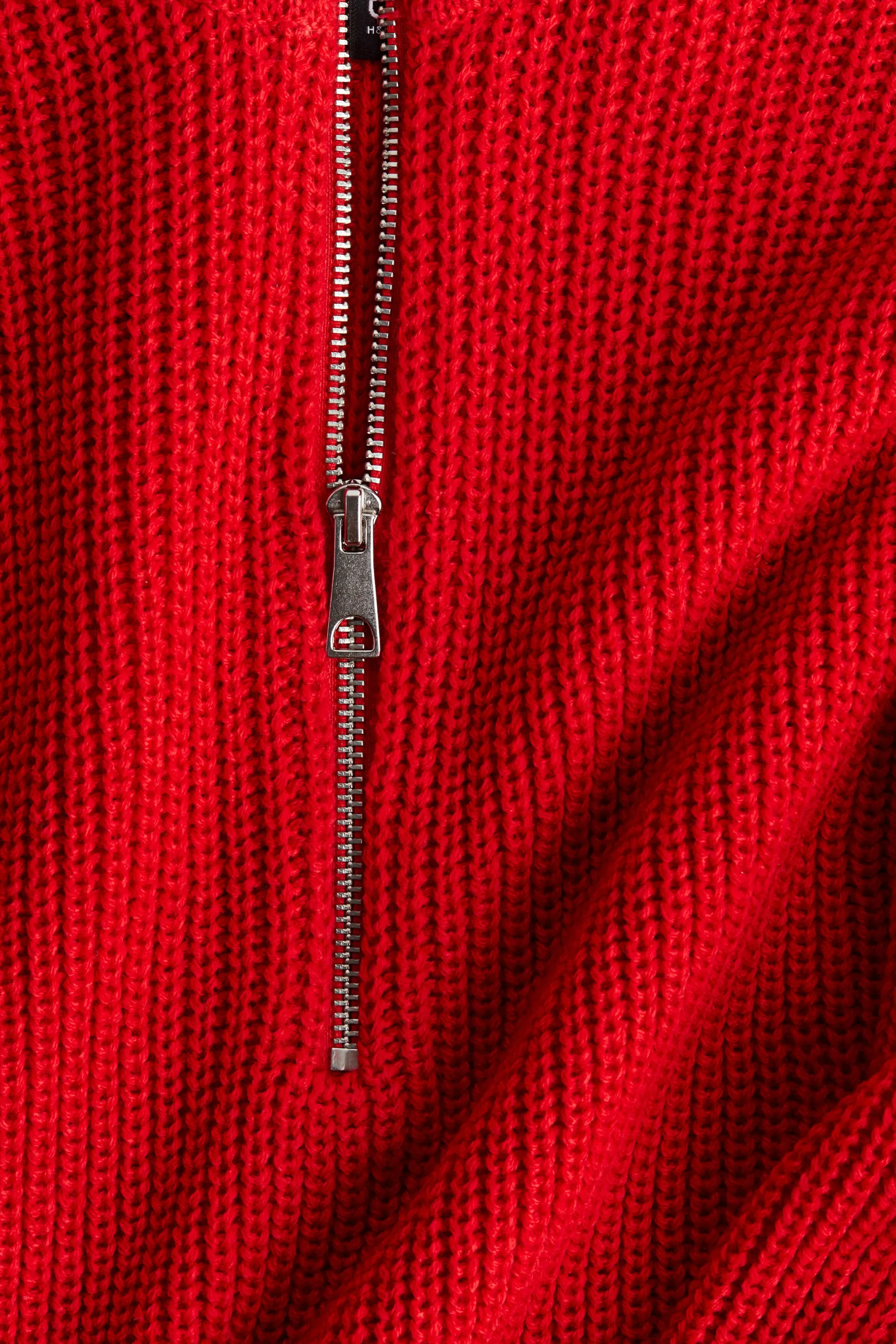 Pull en maille épaisse avec col zippé - Rouge vif
