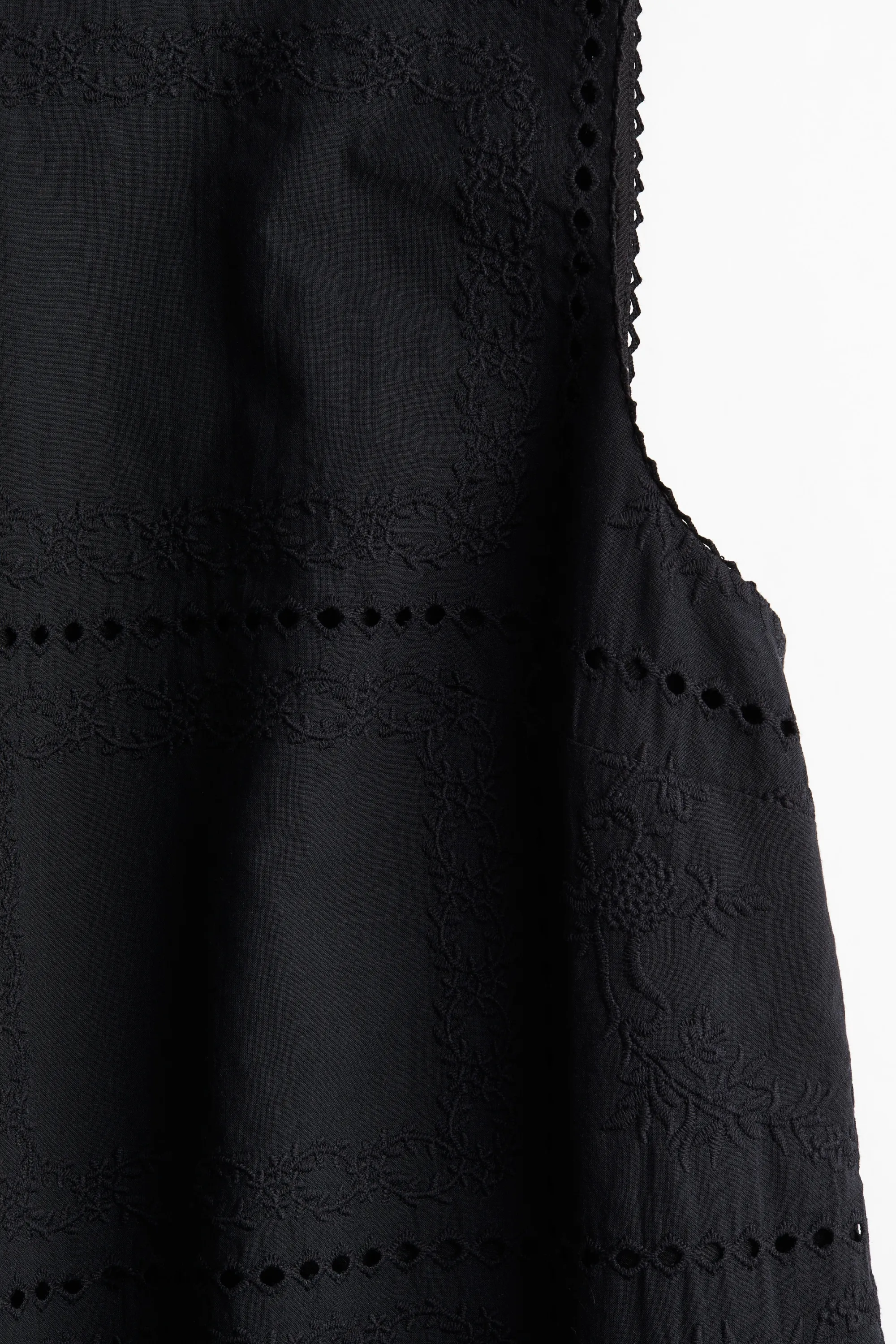 Robe en coton avec broderie anglaise - Noir
