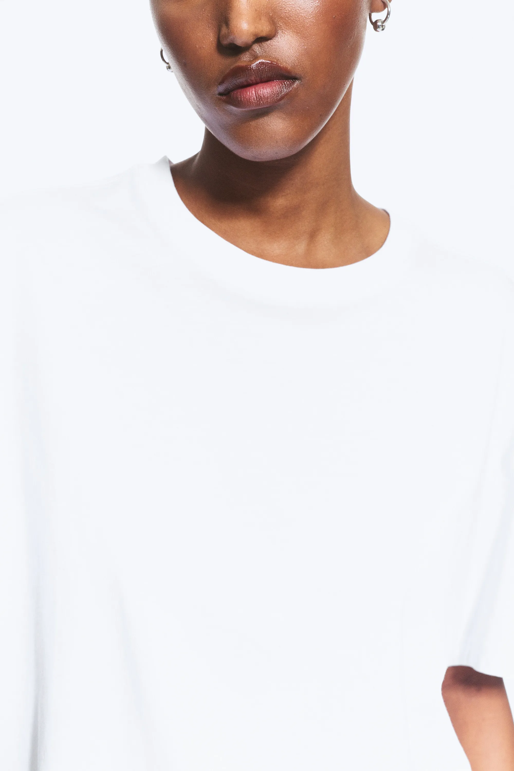 T-shirt en coton carré décontracté - Blanc