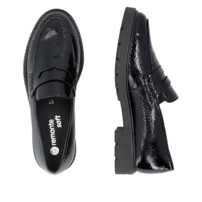 Mocassins Remonte D2Q05-02 Noirs - Cuir Verni Élastique Grande Pointure Femme — photo 5