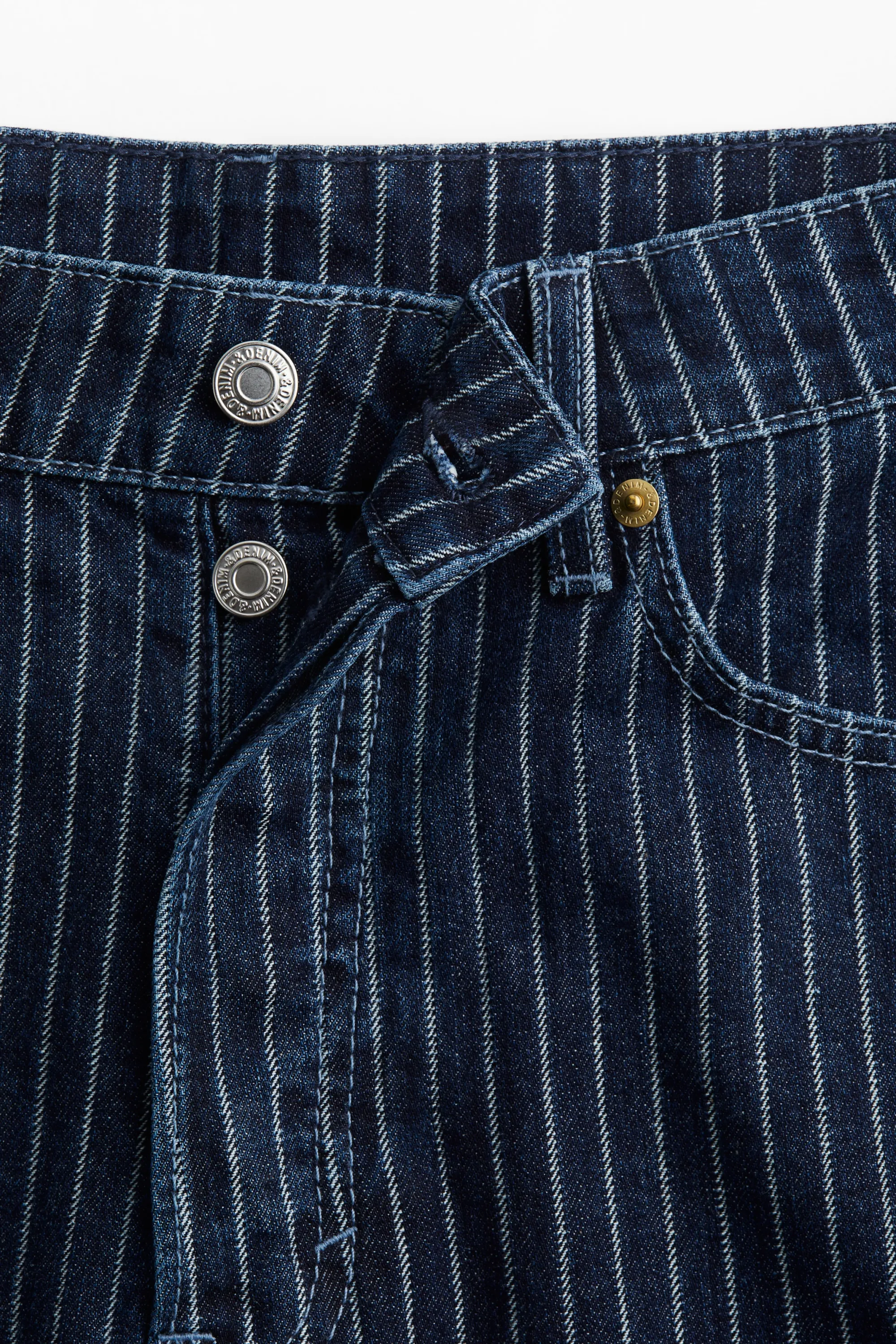 Short High Knee en denim - Bleu denim foncé/rayé