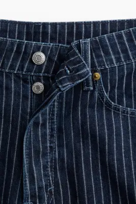 Short High Knee en denim - Bleu denim foncé/rayé — photo 1