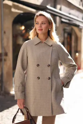 Francine Short Trench Coat - Mint plaid — photo 4