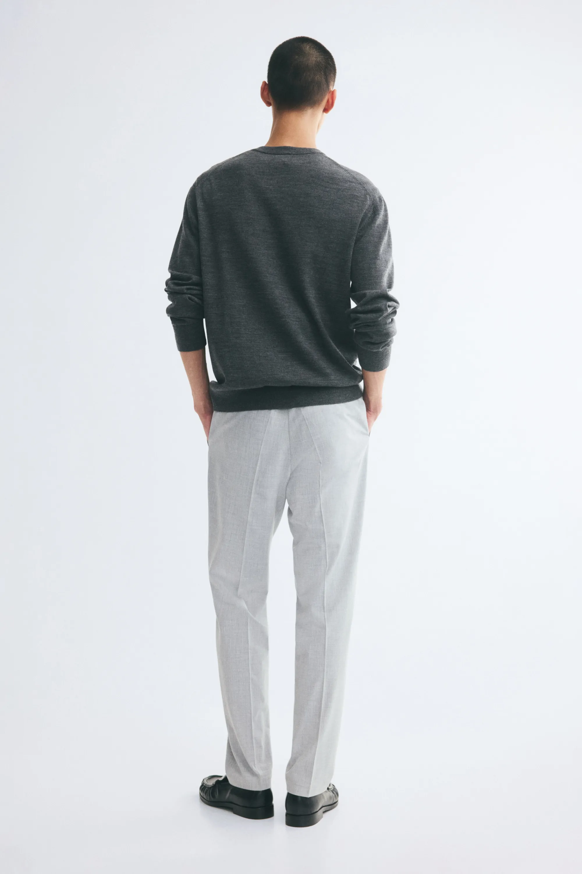 Pantalon jogger de costume Slim Fit - Gris clair chiné