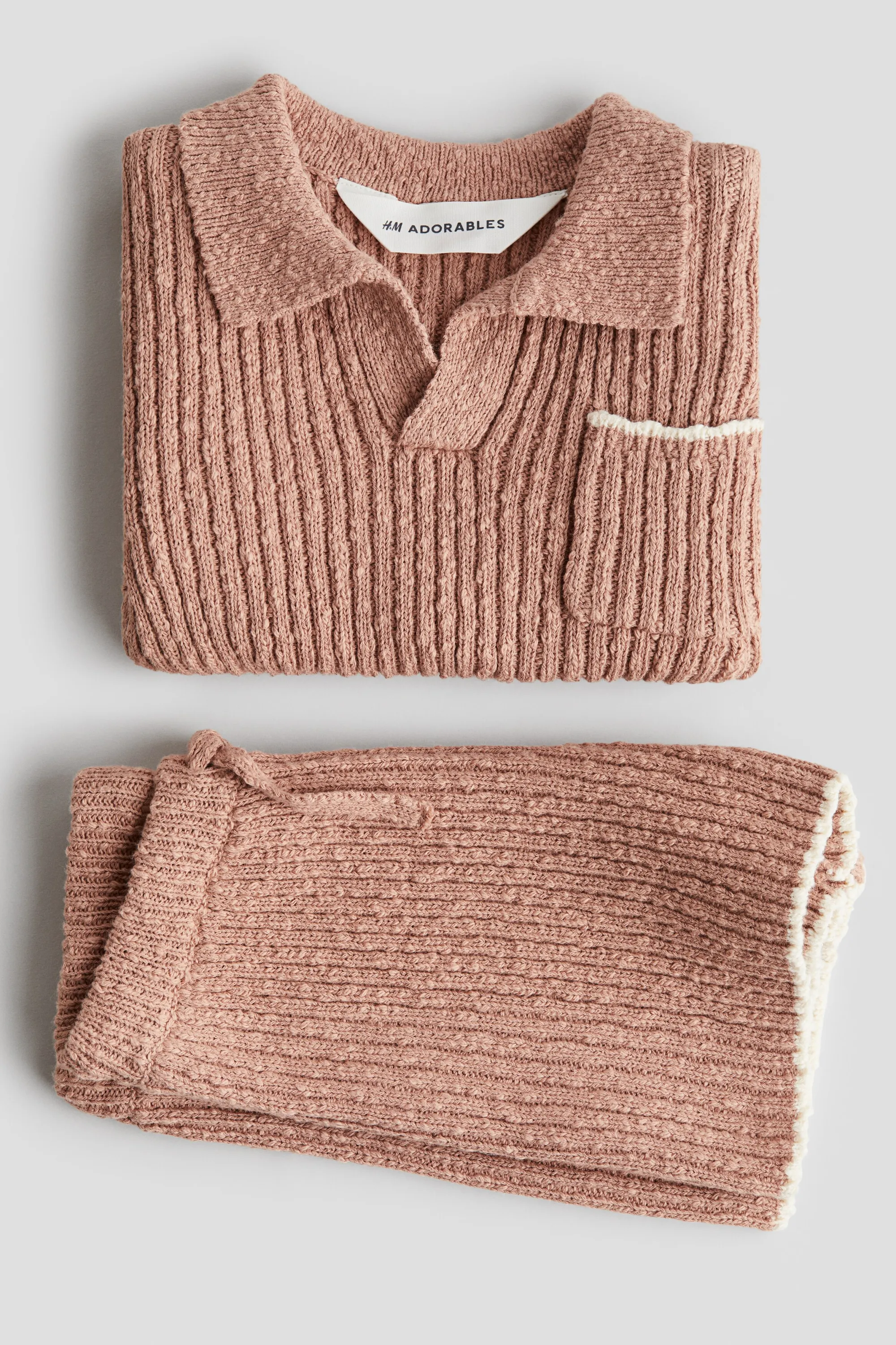 Ensemble 2 pièces en maille bouclette - Beige