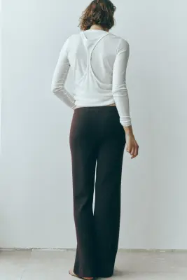 Pantalon en maille fine - Marron foncé — photo 2