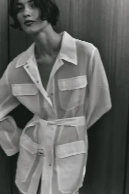 Veste cargo avec ceinture - Blanc — photo 2
