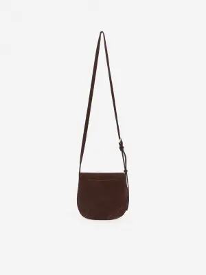Sac bandoulière en cuir suédé - Marron foncé — photo 2
