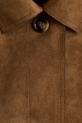 Manteau court avec ceinture à nouer - Beige foncé — photo 5